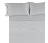 ESTELA - Plain Bedding Set with Bias, Pearl, 160 cm Bed, Cotton-Polyester, 4 Pieces