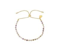 Estella Bartlett Amelia Bracelet - Gold Plated Beaded Gemstone Bracelet for Women, Adjustable Dainty Everyday Jewellery Gift (Amethyst)