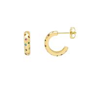 Estella Bartlett Gold Plated Multicolour Chubby Celestial Hoop Earrings - Statement Everyday Jewellery Gift for Women