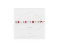 Estella Bartlett Gold Plated Red & Blue Daisy Chain Bracelet for Women, Floral Charm Bracelet, Adjustable Fashion Jewellery Gift