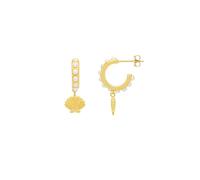 Estella Bartlett Gold Plated Scallop Charm And Pearl Hoop Earrings