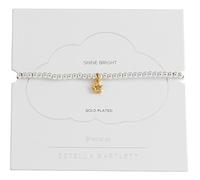 Estella Bartlett 'Shine Bright' Sienna Stretch Bracelet - Cubic Zirconia Star Charm Beaded Bracelet for Women - Silver Plated Elastic Jewellery (Gold & Silver Plated)