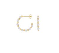 Estella Bartlett Women's Waterproof Wellness Natural Blue Lace Agate Gemstone Beaded Hoop Earrings | Gold Plated Fashion Jewellery | Gift for Her (Calm)
