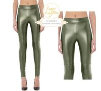 Estella Leggings Wolford 36 Dusty Green Faux Leather Pants Glossy