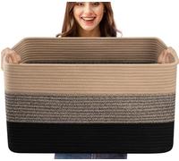 Esteopt 85L Extra Large Storage Baskets with Handles - Heavy Duty Cloth Foldable Organizer Box for Toys, Blankets, Seasonal Clothes - Collapsible Space Saving Design (60*40*35cm) (Black&JuteZ&Yellow)