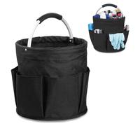 Esteopt Cleaning Caddy with Handle,Tool Bag with Handle,Cleaning Caddy Organiser,17L Bucket Tool Organizer Bag,Collapsible Garden Small Tools Bag,cleaning hamper basket,Multi pocket Craft (Black)