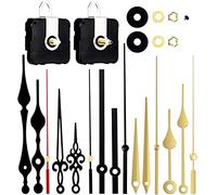 Esteopt Clock Mechanism Kit Battery Powered, Quartz Clock Movement Replacement, Long and Short Shaft Wall Clock Mechanism Parts Motor Replacement DIY Repair Parts (Gold black)