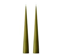 Ester & Erik Olive Green Cone Candles - Set of 2 in Giftbox - 25 cm Tall Cone Candles with Cotton Wick - Made from 100% Fragrance-Free Unscented Pure Paraffin Wax - 13+ Hour Burn Time