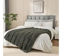 Esterra Chunky Knit Blanket Throw, 100% Handmade Chenille Throw Blanket 40"x50", Soft Thick Yarn Cable Knit Crochet Throw Blanket Rope Knot Throw for Couch Bed Sofa, Dusty Olive