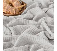 Esterra Muslin Blanket Queen Size Cozy Soft Lightweight Pre-Washed Cotton Blanket, All Season Breathable 4-Layer Gauze Blanket Throw for Couch Bed, Gray Violet, 90x90 Inches