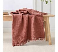 Esterra Muslin Throw Blanket 50"x65" Lightweight Pre-Washed Cotton Blanket, All Season Soft Cozy Breathable 4-Layer Gauze Throw Blanket for Sofa Couch Bed, Terracotta