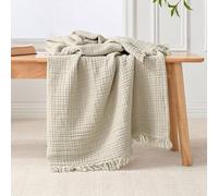 Esterra Muslin Throw Blanket 50x65 Inches Cozy Soft Lightweight Pre-Washed Cotton Blanket, All Season Breathable 4-Layer Gauze Blanket Throw for Sofa Couch Bed, Oatmeal