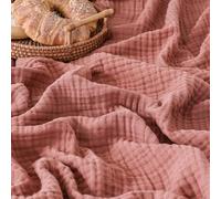 Esterra Muslin Throw Blanket 66"x90" Lightweight Pre-Washed Cotton Blanket, All Season Soft Cozy Breathable 4-Layer Gauze Throw Blanket for Sofa Couch Bed, Terracotta