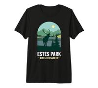 Estes Park Colorado Bull Elk Forest Mountain Silhouette Premium T-Shirt