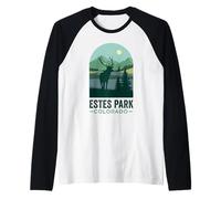 Estes Park Colorado Retro Elk Wildlife Nature Raglan Baseball Tee