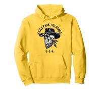 Estes Park Colorado USA Cowboy Skull Distressed Design Pullover Hoodie