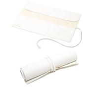 ESTETIKA Travel Makeup Brush Roll Holder Organizer for Women Luxury Brush Pouch Portable Chic Case for Makeup Brushes - Holds 10 Brushes, Stylish Cosmetic Beauty Essentials Storage Pouch (White),
