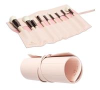 ESTETIKA Travel Makeup Brush Roll Holder Organizer for Women Luxury Brush Pouch Portable Chic Case for Makeup Brushes - Holds 10 Brushes, Stylish Cosmetic Beauty Essentials Storage Pouch (Blush),