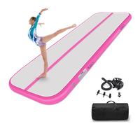 Estgora Tumble Track Mats For Gymnastics 20ft 16ft 13ft 10ft 6.6ft Gymnastics Mat For Tumbling 4/8 Inch Thick Inflatable Air Tumbling Matts For kids Home Use Pool Cheerleading with 600W Electric Pump