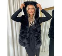 Esther Sleeveless Faux Fur Jacket IKRUSH Black S/M