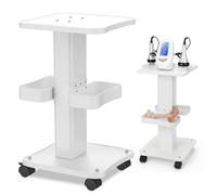 Esthetician Cart with Wheels and 2 Trays, 4 Tier Salon and Spa Equipment Trolley Carts, Beauty Machine Trolley, Load 135lbs