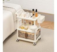 Esthetician Trolley Cart with Wheels, Mobile Salon Spa Beauty Machine Trolley Stand with Cabinet, 3/4 Tier Utility Plastic Rolling Cart for Beauty SPA Massage Tattoo Facials(3 Tier/25.8''H)