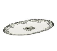 ESTIA Serving Platter Serving Bowl Decorative Bowl 30 x 20 cm White Green Plant Pattern Vintage