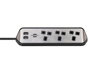 Estilo 3 Gang Corner Mains Extension with USB 2x USB A 250V AC 13A 2m 1153593410