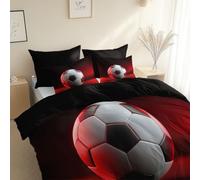 Estilo De Juego Representación Del Fútbol Microfibra cepillada para cama, Cama 90-150 x 220 cm, Funda Nórdica de Negro, Frescas, Antiacaros, Hipoalergenica, para niños y adultos