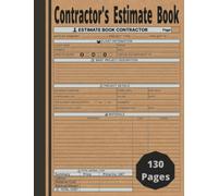 Estimate Book Contractor: Job Estimate Quote Record, Client Contact and Details. Dot Diagram Sheets for Taking Measurements and Notes. Contractor Notebook Organizer