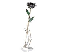 Estink 24K Gold Forever Rose, Long Stem Infinity Rose Last Forever Flower Decor 24K Black Rose Gold Plated Rose Flower with Transparent Stand & Gift Box for Valentine's Day, Mother's Day, Birthday