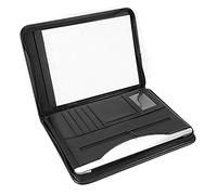 Estink A4 Portfolio Folder, PU Leather Zipped Business Travel Document Organizer with Card Holders and Pockets, Black