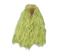 Estink Doll Long Wig Soft Silk Flat Bang Green Hair for Ball Jointed Dolls, Lifelike Scalp Design for Daily Maintenance (1/6 15.5-17.5cm Head Circumference)
