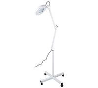 Estink Floor Standing LED Magnifying Lamp, 5X Magnifying Vertical Lamp Floor Standing Rolling LED Magnifier Lamp with 125mm Lens for Skincare Beauty Nail Manicure Tattoo Salon UK Plug 220V