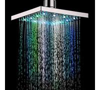 Estink LED Rain Shower Head, 8 Inch Multi-Colour Light Rotating Spa Showerhead with Modern Square Chrome Design - No Battery Required for Bathroom Renovation