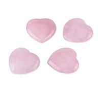 Estink Rose Quartz Heart Worry Stone, Crystal Healing Gemstone, 4-Piece Set