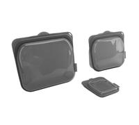Estink Silicone Leakproof Food Storage Bags for Snacks Sandwiches Reusable Containers for Kids Adults, Zip Lock Dishwasher Microwave Safe Vegetable Snack 3pcs Set (Black)