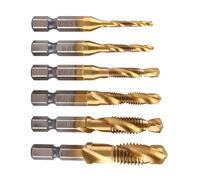 Estink Titanium Coated Tap and Die Set, 6PC HSS Metric M3-M10 Fluted Taps Dies Kit with 1/4" Hex Shank