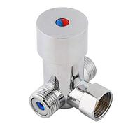 Estink Thermostatic Mixing Valve, G1/2 Hot Cold Water Mixer, 3-Way Temperature Control, Brass Body, Brown and Silver