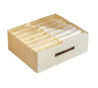 ESTINTENG Clothes And Pants Storage Partition Basket Drawer Type Large Capacity Double Row Dustproof Storage Box-14 grid beige 44 * 38 * 17cm