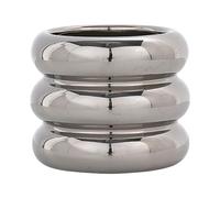 ESTINTENG Nordic Style Light Luxury Candy Glazed Colorful Ceramic Pot with Meaty Green Plants Indoor Donut Flower Pot-Silver Glazed Donuts-Large Size