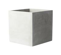 ESTINTENG Simple Modern Square Cement White Embryo Breathable Flower Pot, Balcony, Outdoor Plant Garden, Potted Flower Pot with Holes-Cement Primary color-18 * 18cm Perforated Without disc