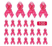 Estivaux 100 PCS Breast Cancer Awareness Ribbon Pins World Cancer Day Pin Pink Grosgrain Ribbon Pin Bulk Breast Cancer Gift Decorations for Women Girls Charity Public Social Event Welfare Supplies