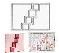 Estivaux 3D Card Shape Die Cuts for Card Making, Rectangular Shaped Gift Card Cutting Dies Sets Zig Zag Stairs Dies Stencils Embossing Template for Scrapbooking DIY Cards Album Crafts Supplies