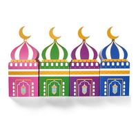 Estivaux 8 PCS Eid Mubarak Canndy Boxes for Gift Wrapping Decor, Ramadan Castle Gift Box Eid Mubarak Paper Goodie Treat Bags Boxes for Eid Gifts Muslim Islamic Party Favor
