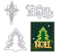 Estivaux Christmas Tree Frame Die Cuts for Card Making, Xmas Noel Words Cutting Dies Holiday Stars Dies Stencils Embossing Template for Scrapbooking DIY Cards Album Crafts Supplies
