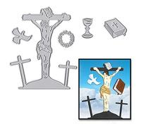 Estivaux Easter Religion Cross Die Cuts for Card Making, Jesus Sympathy Cutting Dies Sets Baptism Bible Grail Dies Embossing Template for Scrapbooking DIY Cards Album Crafts