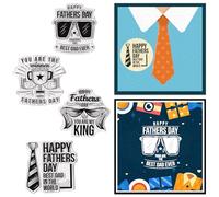 Estivaux Father's Day Clear Stamps for Card Making, Journaling & Scrapbooking - Dad Rubber Stamps with Sunglasses, Beard & Tie Designs - Silicone Material - 2.48 x 2.44 inches