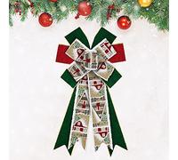 Estivaux Large Christmas Bows for Wreath, Red Green Velvet Xmas House Snow Winter Holiday Tree Topper for Front Door, New Year Decorations