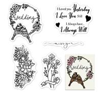Estivaux Valentines Flowers Wreath Clear Stamps for Card Making and Journaling, Floral Birds Stamps Seal Sweet Words Rubber Stamps for Scrapbooking DIY Cards Album Crafts Supplies